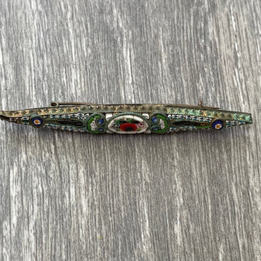 Long Italian Micro Mosaic Bar Brooch Jewelry Bloomers and Frocks